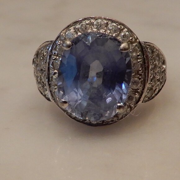 925 Silver and Cornflower Blue Stone Ring - Picture 6 of 6
